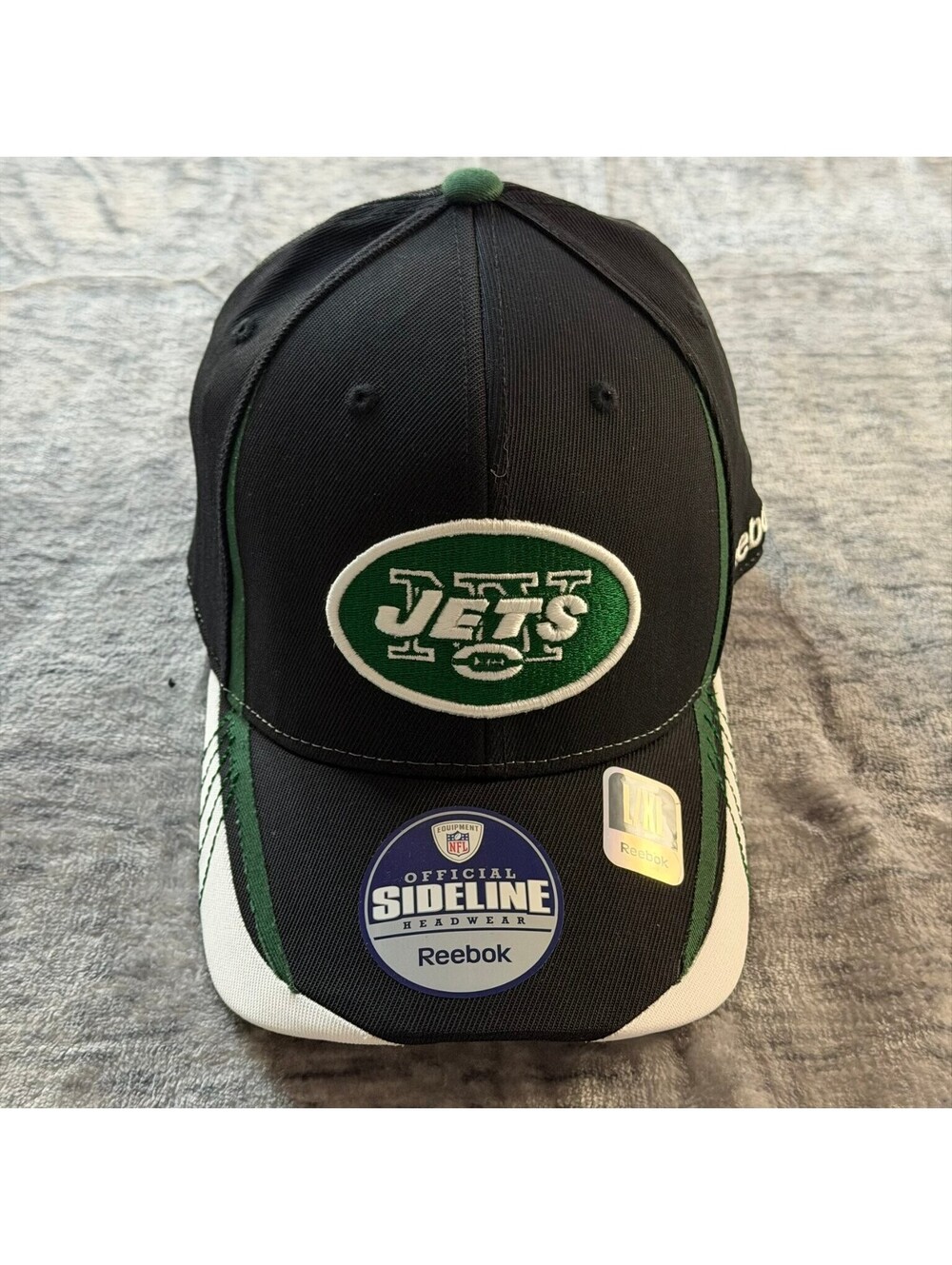 New York Jets Reebok L/XL Fitted Hat Official Sideline NFL
